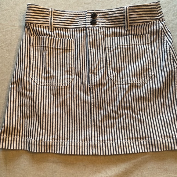 Madewell Stretch A-Line Mini Skirt in Navy Stripe size 6 - Picture 12 of 12